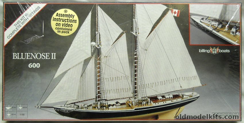Billing Boats 1/100 Bluenose II Racing Schooner - Plank on Frame Wood Ship, 600 plastic model kit